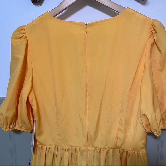 NWT Eliza J Surplice Neck Yellow Puff Sleeve Mini Dress Size 8 - Picture 4 of 9